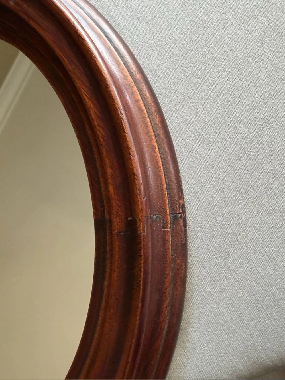 Antique Mahogany Oval Mirror | Vintage Wood Frame Wall Mirror | Classic Decor